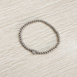 Letter A 304 эластичные браслеты из нержавеющей стали для женщин, сердце с письмом, цвет нержавеющей стали, буква a, внутренний диаметр: 2.24 дюйм (5.7 см)