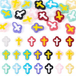 (52) Непрозрачная лаванда 20 шт. 20 цвета окрашенные стеклянные бусины эмалевые бусины, бусины ручной работы, крестик, разноцветные, 14.5x11.5x4 мм, отверстие : 1 мм, 1 шт / цвет