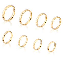 Золотой 16 шт. 8 стили простое кольцо из нержавеющей стали для унисекс, золотые, 4 мм, внутренний диаметр: 15.5~21.9 мм