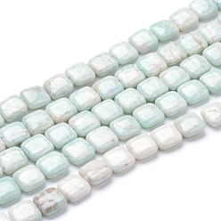 Amazonite Natur Amazonit Perlen Stränge, Viereck, 12x12x6 mm, Bohrung: 1.5 mm, ca. 33 Stk. / Strang, 15.7 Zoll