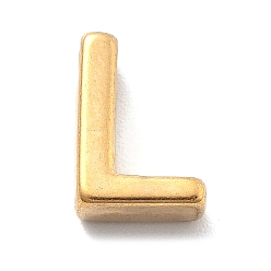 Letter L Ионное покрытие (ip) 304 брелоки из нержавеющей стали, буквенное очарование, реальный 18 k позолоченный, Письмо L, 9.5 мм, отверстие : 6.5 мм