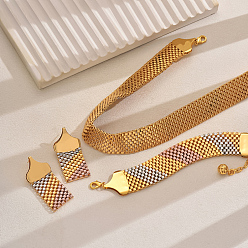 (52) Непрозрачная лаванда Наборы из широких железных цепочек, браслетов, сережек и ожерелий для женщин, разноцветные