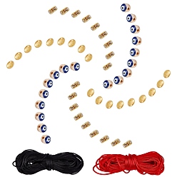 Golden DIY Evil Eye Bracelets Making Kits, include Iron Grade B Rhinestone & Brass Spacer Beads, Alloy Enamel Beads and Nylon Thread, Golden, Nylon Thread: 1mm, 2 colors, 10m/color, 20m/set