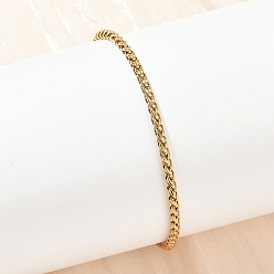 Золотой 304 браслеты из нержавеющей стали с цепочкой из пшеницы для унисекс, ионное покрытие (ip), золотые, 6-7/8 дюйм (17.4 см)