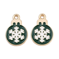 Снежинка Новогодняя тема сплава эмали подвески, без кадмия и без свинца, золотой свет, снежинка, 19x13x1 мм, отверстие : 1.6 мм