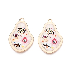 Разноцветный Печатные эмали подвески сплава, амулеты в виде груши, сглаза и слезы, стойки покрытие, без кадмия и без свинца и без никеля, золотые, красочный, 37.5x25x2~2.5 мм, отверстие : 2 мм