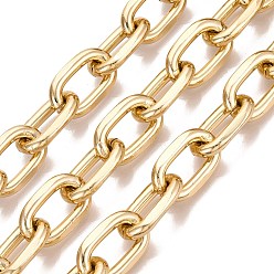 Golden Aluminium Cable Chains, Unwelded, with Spool, Golden, 22x14x3.5mm, about 16.40 Feet(5m)/Roll