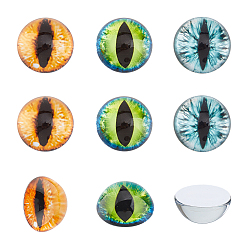 Mixed Color Glass Cat Eye Decorative Eye Piece, Half Round, Mixed Color, 30x15mm