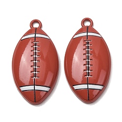 Coconut Brown Baking Paint Alloy Pendants, Rugby Charms, Coconut Brown, 47x25x7.5mm, Hole: 3.5mm