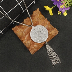 Платина Ожерелья с подвесками из сплава и кисточками, платина, 27.56 дюйм (70 см)