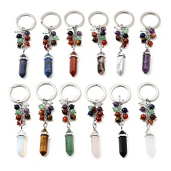 Смешанные камни Бусины из натуральных и синтетических драгоценных камней с кольцами из сплава и железа, 191~195 мм