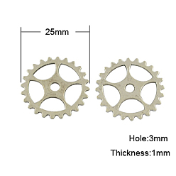 Античное Серебро Сплавочные подвески тибетского стиля, без кадмия и без свинца, плоские круглые / винтиком, античное серебро, 25x1 мм, отверстие : 3 мм