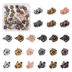 Mixed Color 48Pcs 24 Styles Tibetan Style Alloy Beads, Mixed Shapes, Mixed Color, 2pcs/style