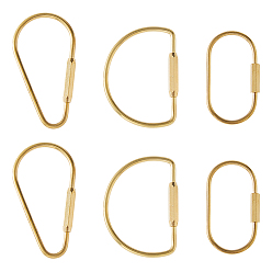 Mixed Shapes 6 шт 3 стили латунные винтовые зажимы, золотые, разнообразные, 62~78x34~48.5x3~7 мм, 2 шт / стиль