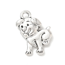 Собака Сплавочные подвески тибетского стиля, брелоки из серии "Собаки", античное серебро, собака, 16.5x11.5x3 мм, отверстие : 1.6 мм