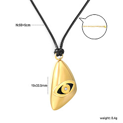 Doré  304 Colliers en acier inoxydable avec pendentif en forme d'œil et cordon noir ajustable, or, or, 23.62 pouce (60 cm), pendentif: 19x33.5 mm
