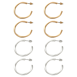 (52) Непрозрачная лаванда 4 пары 2 цветные железные серьги-гвоздики, c-образный, разноцветные, 32.5x3 мм, 2 пары / цвет