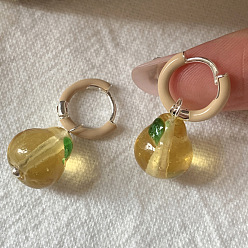 Pear 304 обруч серьги из нержавеющей стали эмаль, стеклянные серьги с подвесками для женщин, цвет нержавеющей стали, груша, 25 мм