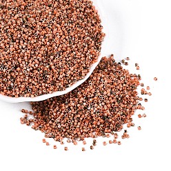 Коралловый Цилиндрические стеклянные бусины Пикассо, окрашенные распылением, коралл, 1x1.7 мм, отверстие : 0.9~1 мм