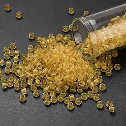 (2151) Inside Color Crystal Yellow Тохо 6/0 круглые бусины, японский бисер, (2151) внутри цвет кристально желтый, 4 мм, отверстие : 1.5 мм, Около 840 шт / 50 г