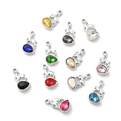 Mixed Color UV Plating Alloy Glass Pendants, Platinum, Sheep with Teardrop Charms, Mixed Color, 20x10x4mm, Hole: 1.7mm