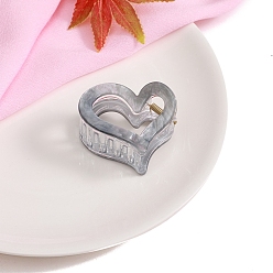 Темно-Серый Заколки для волос из ацетата целлюлозы (смолы), сердце, темно-серый, 60 мм