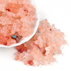 Легкий Лосось Прозрачные акриловые бусины, четырехлистник, светлый померанцевый, 16.8x17x5.8 мм, отверстие : 1.8 мм, Около 714 шт / 500 г