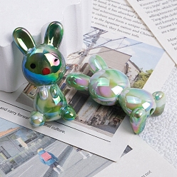 Green UV Plating Opaque Acrylic Beads, Rabbit, Green, 38.6x20x12mm, Hole: 2.5mm