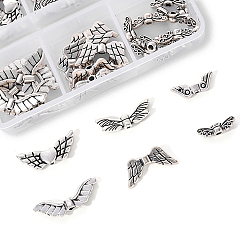 Античное Серебро 6 стили бусины крыла сплава тибетского стиля, античное серебро, 22x9x3 мм, отверстие : 1 мм, 60 шт / коробка