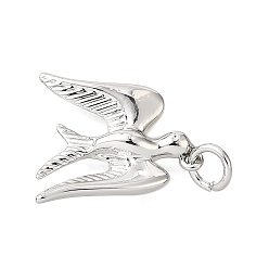 Платина Латунные подвески, с целью перехода в кольце, без кадмия, без никеля и без свинца, птица, платина, 17.5x16x3.5 мм, отверстие : 3.5 мм