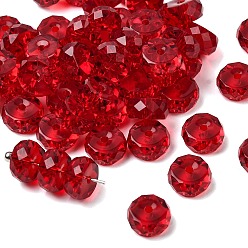 Темно-Красный К 9 стекло, имитация Австрийские кристаллические шарики, класс AAA, граненые, плоско-круглые, темно-красный, 8x3.5 мм, отверстие : 0.9~1 мм