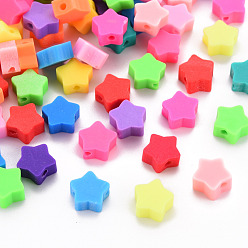 (52) Непрозрачная лаванда Бусины из полимерной глины , для поделок ювелирных изделий, звезда, разноцветные, 9x9~10x4~5 мм, отверстие : 1.6 мм