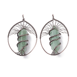 Green Aventurine Natural Green Aventurine Big Pendants, with Brass Findings, Teardrop, 69~71x49~51.5x15~18mm, Hole: 5x6mm