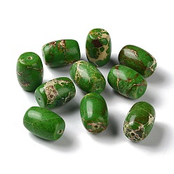 Lime Green Natural Imperial Jasper Beads, Dyed, Rice, Lime Green, 18x13.5mm, Hole: 1.6mm