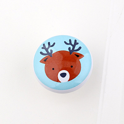 Олень Дверные ручки фарфорового шкафа, кухонный ящик тянет ручки шкафа, плоско-круглые, Новогодняя тема, Узор оленя, 38x28 мм