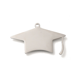 Нержавеющая Сталь Цвет 304 подвески из нержавеющей стали, лазерная резка, очарование докторской шляпы, цвет нержавеющей стали, 18x30x1.5 мм, отверстие : 1.5 мм