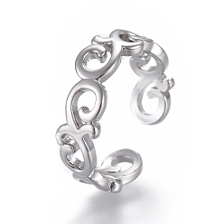 Платина Регулируемые латунные кольца на мыске, открытые манжеты, открытые кольца, платина, Размер 4, внутренний диаметр: 14.5 мм