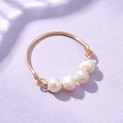 Золотой Кольца из натурального пресноводного жемчуга, с экологически чистой медной проволокой, золотые, 19 мм