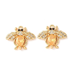 Золотистый Латунные микро проложить кубического циркония подвески, прелести пчел, без никеля , реальный 18 k позолоченный, золотые, 15x17.5x4 мм, отверстие : 1.2 мм