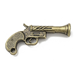 Antique Bronze Tibetan Style Alloy Pendants, Gun Shape, Antique Bronze, 23x54x13mm, Hole: 3mm