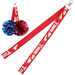 Красный Тканевый держатель для помпона для рюкзака, ремень поддержки с бирками чирлидеров, красные, 370 мм