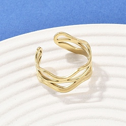 Настоящее золото 18K 304 из нержавеющей стали манжеты кольца, ионное покрытие (ip), реальный 18 k позолоченный, 10 мм