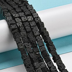 Lava Rock Natural Lava Rock Beads Strands, Cube, 4~5x4~5x4~5mm, Hole: 0.8mm, about 85pcs/strand, 15.35 inch(39cm)