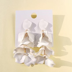 Белый Серьги-гвоздики из сплава для женщин, цветок, золотые, белые, 125x30 мм