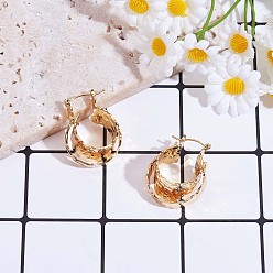 Золотой Латунные двухслойные толстые серьги-кольца для мужчин и женщин, золотые, 33x25.6x17.5 мм, штифты : 0.8 мм