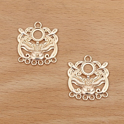 Light Gold Alloy Chandelier Components Link Cabochon Settings, Light Gold, 21x23mm, Tray: 6mm
