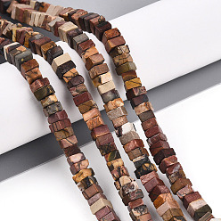 Пикассо Камень Натуральная полихромная яшма/камень Пикассо/нити бус из яшмы Пикассо, квадратный, 2~2.5x4~4.5x4~4.5 мм, отверстие : 0.8 мм, около 146~150 шт / нитка, 14.76~15.16'' (37.5~38.5 см)