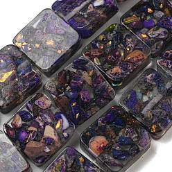 Темно-Фиолетовый Окрашенная натуральная императорская яшма с нитями смоляных бусин, квадратный, темно-фиолетовый, 16x16x6 мм, отверстие : 1.6 мм, около 11 шт / нитка, 6.97 дюйм (17.7 см)