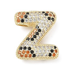 Letter Z Латунные микро проложить кубического циркония подвески, долговечный, стойки покрытие, письмо амулеты, реальный 18 k позолоченный, Письмо Z, 20x17x7.5 мм, отверстие : 5.2x3 мм