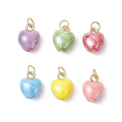 (52) Непрозрачная лаванда Фарфора ручной работы подвески, сердце прелести, с 304 штифтами-петлями из нержавеющей стали, разноцветные, 13x10x7 мм, Перейти кольцо: 5x0.7 мм, внутренний диаметр: 3.8 мм